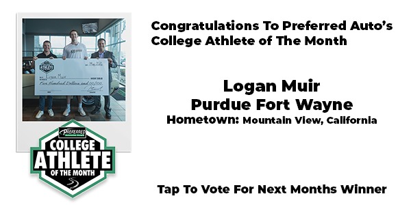 Logan Muir, Preferred Auto's May College Athlete of the Month